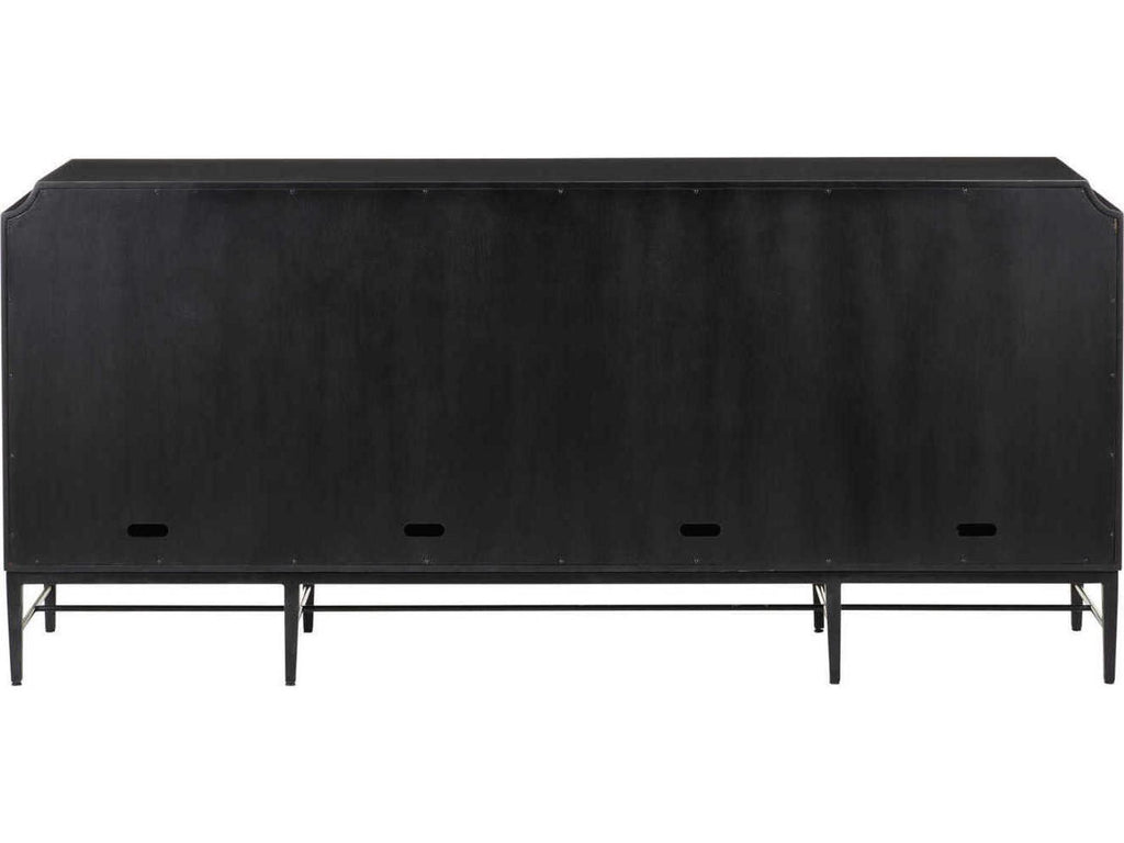 Currey and Company Kallista 4-Door Credenza in Taupe and Caviar Black with Polished Brass