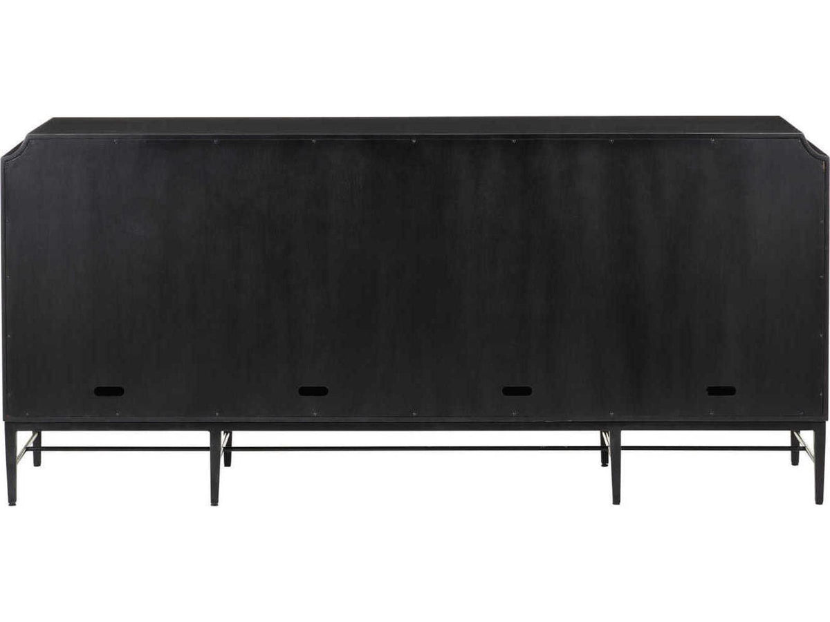 Currey and Company Kallista 4-Door Credenza in Taupe and Caviar Black with Polished Brass