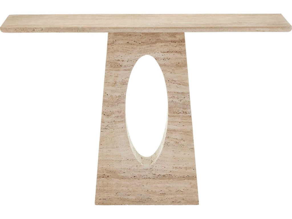 Currey and Company Demi Rectangular Travertine Console Table in Natural Beige