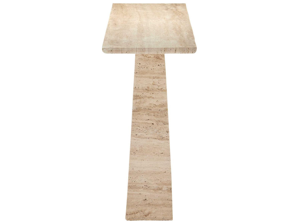 Currey and Company Demi Rectangular Travertine Console Table in Natural Beige