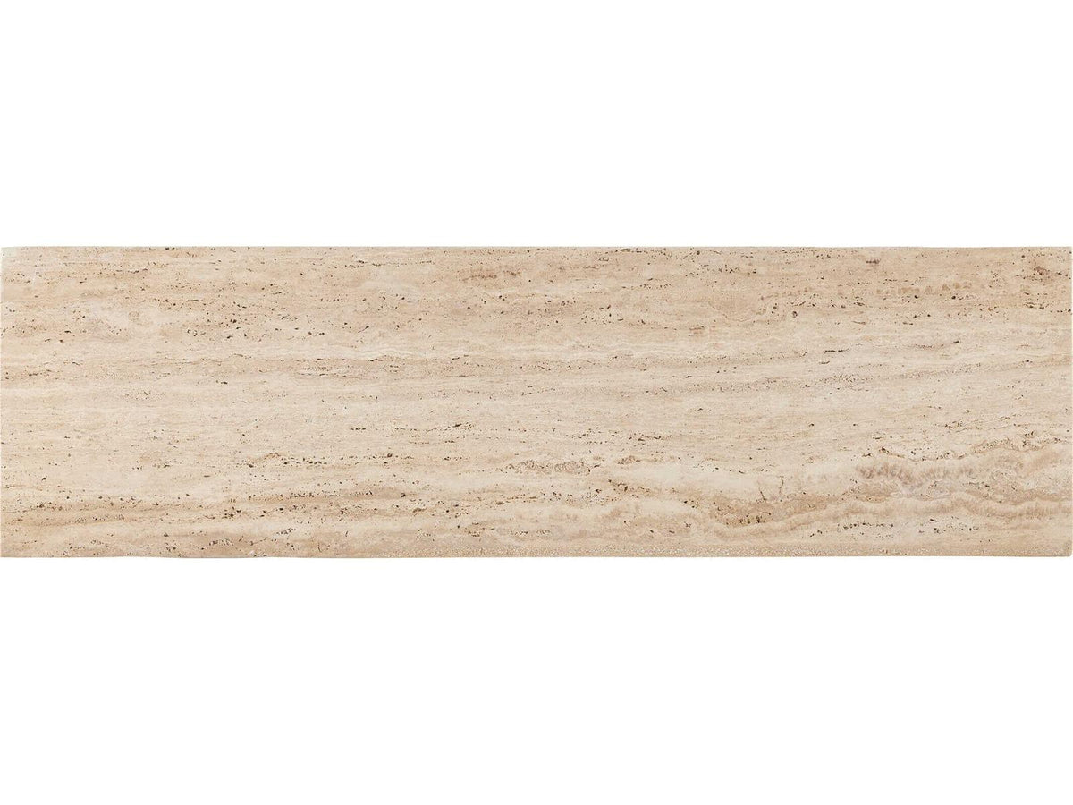 Currey and Company Demi Rectangular Travertine Console Table in Natural Beige
