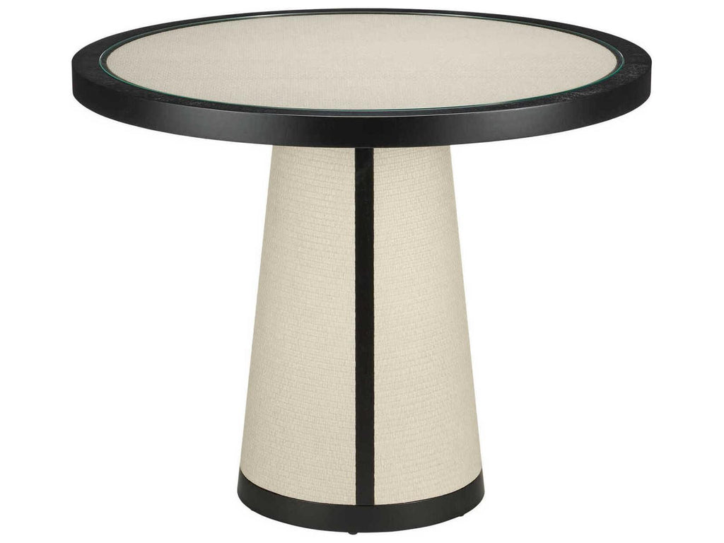 Currey and Company Deanna Round Entry Table in Ivory Black Clear Finish