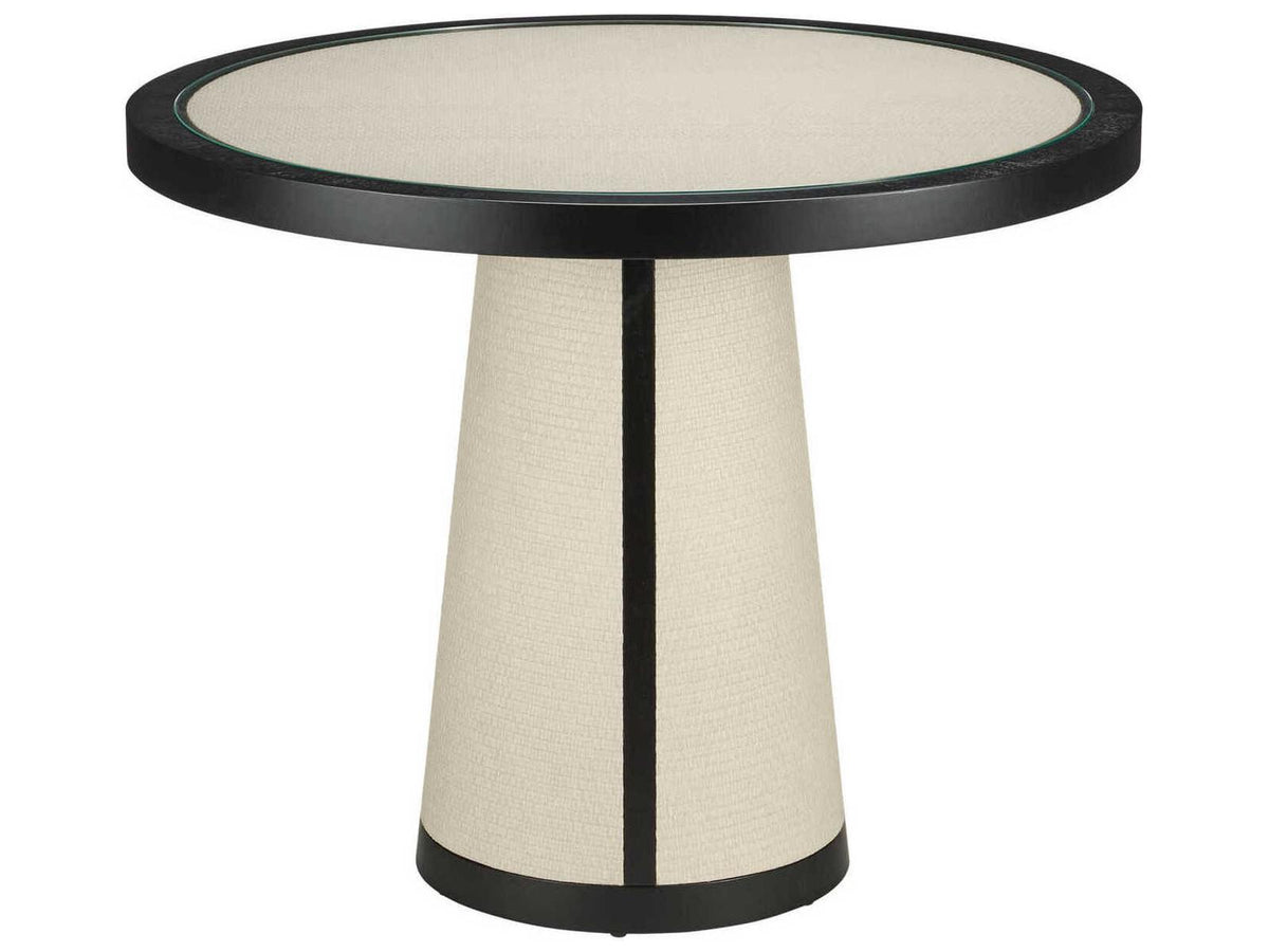 Currey and Company Deanna Round Entry Table in Ivory Black Clear Finish
