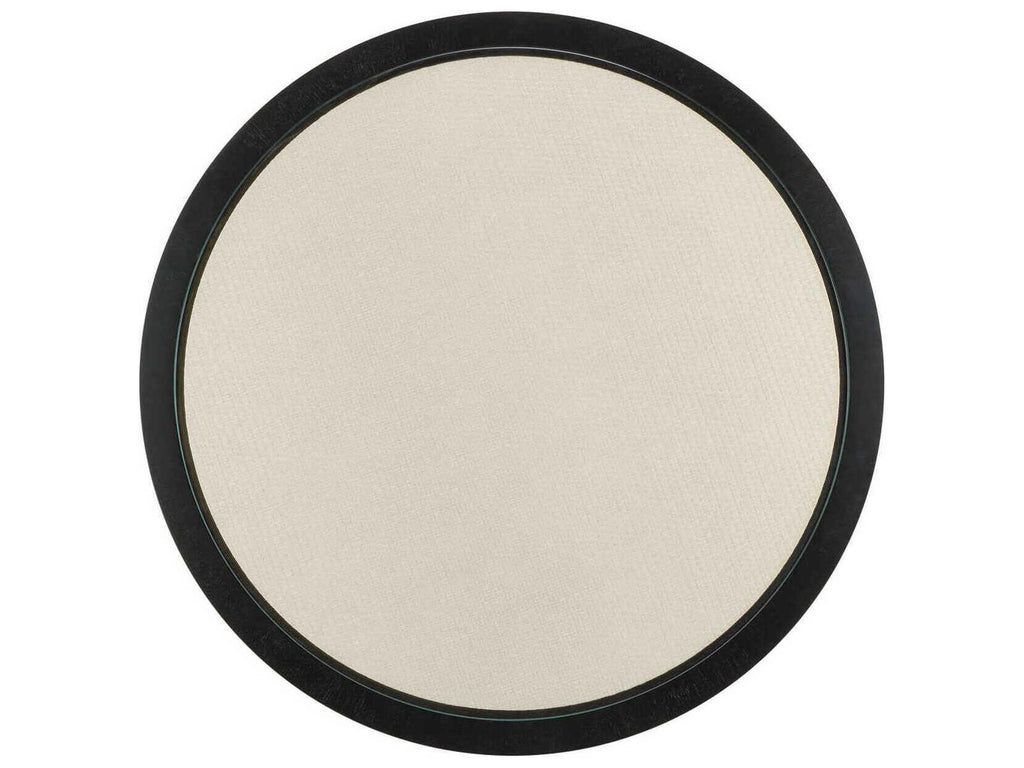Currey and Company Deanna Round Entry Table in Ivory Black Clear Finish
