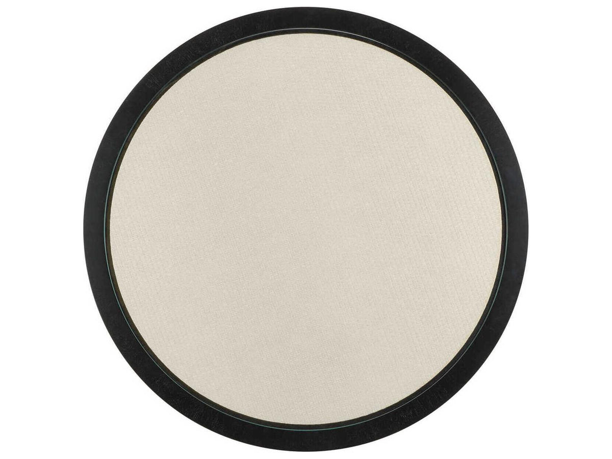 Currey and Company Deanna Round Entry Table in Ivory Black Clear Finish