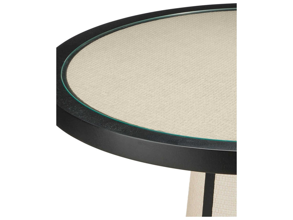Currey and Company Deanna Round Entry Table in Ivory Black Clear Finish