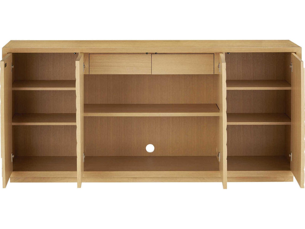 Currey and Company Margot 84-Inch Light Oak Credenza with Velvet-Lined Drawers