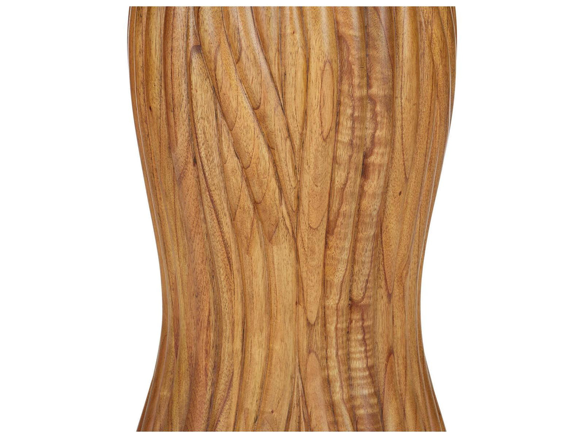 Currey and Company Tassel Round Entry Table in Morel Brown Wood and Marble
