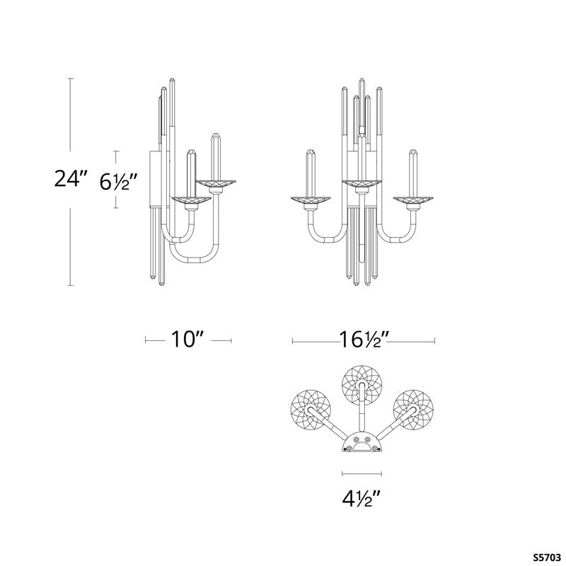 Calliope 3 Light Crystal LED Wall Sconce