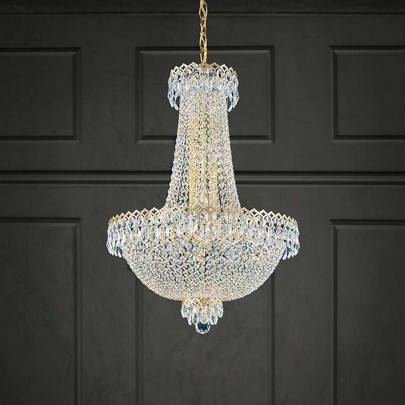 Camelot 12 Light 19.5in x 28in Pendant in Polished Gold with Clear Optic Crystals