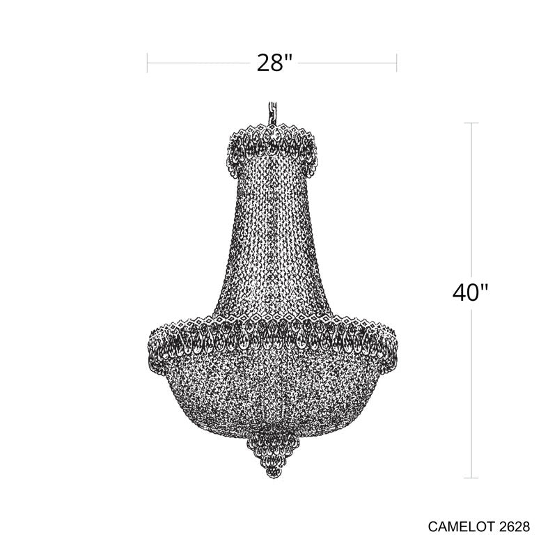 Camelot 31 Light 28in x 40in Pendant in Polished Gold with Clear Optic Crystals