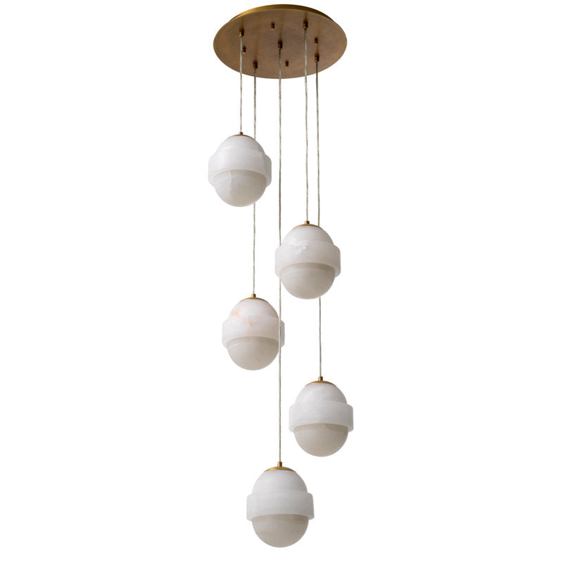 Chandelier Icarus Antique Brass Finish Alabaster