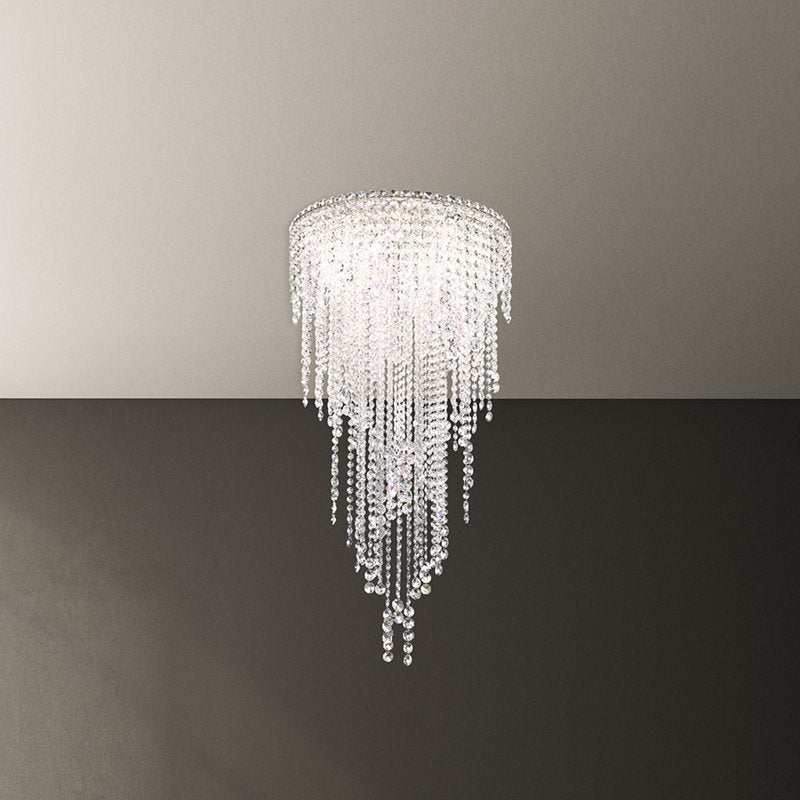Chantant 5 Light 21in x 41.5in Chandelier in Polished Stainless Steel with Clear Radiance Crystals