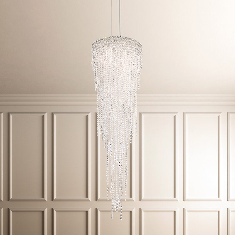 Chantant 5 Light 21in x 70.3in Chandelier in Polished Stainless Steel with Clear Radiance Crystals