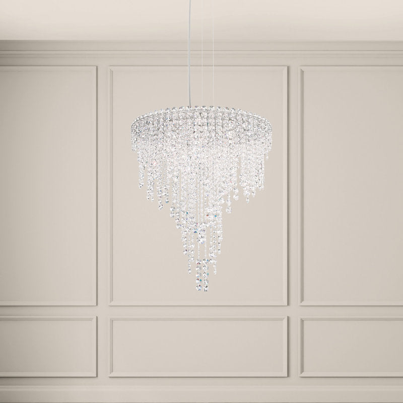 Chantant 6 Light 24in x 28in Chandelier in Polished Stainless Steel with Clear Radiance Crystals