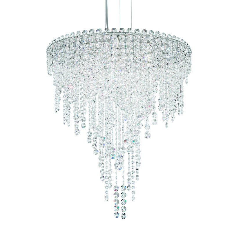 Chantant 6 Light 24in x 28in Chandelier in Polished Stainless Steel with Clear Radiance Crystals