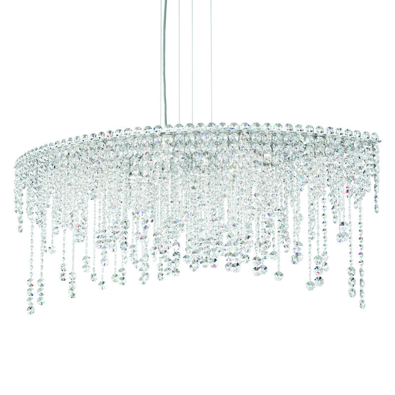 Chantant 8 Light 43in x 18.5in Linear Pendant in Polished Stainless Steel with Clear Radiance Crystals