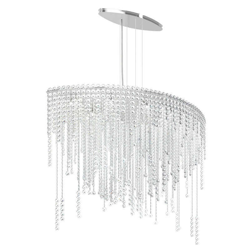 Chantant 8 Light 43in x 18.5in Linear Pendant in Polished Stainless Steel with Clear Radiance Crystals