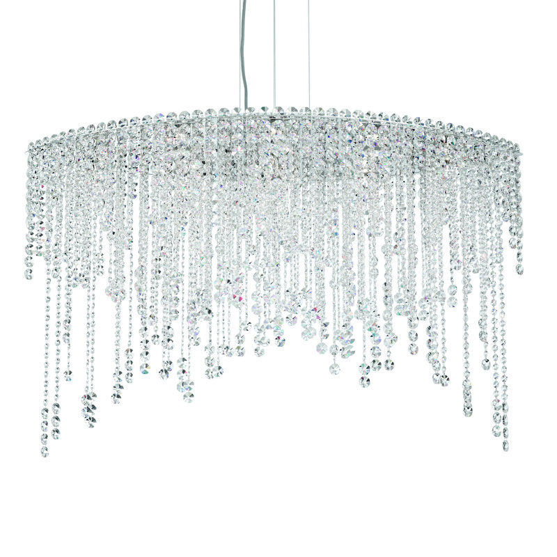 Chantant 8 Light 43in x 27in Linear Chandelier in Polished Stainless Steel with Clear Radiance Crystals