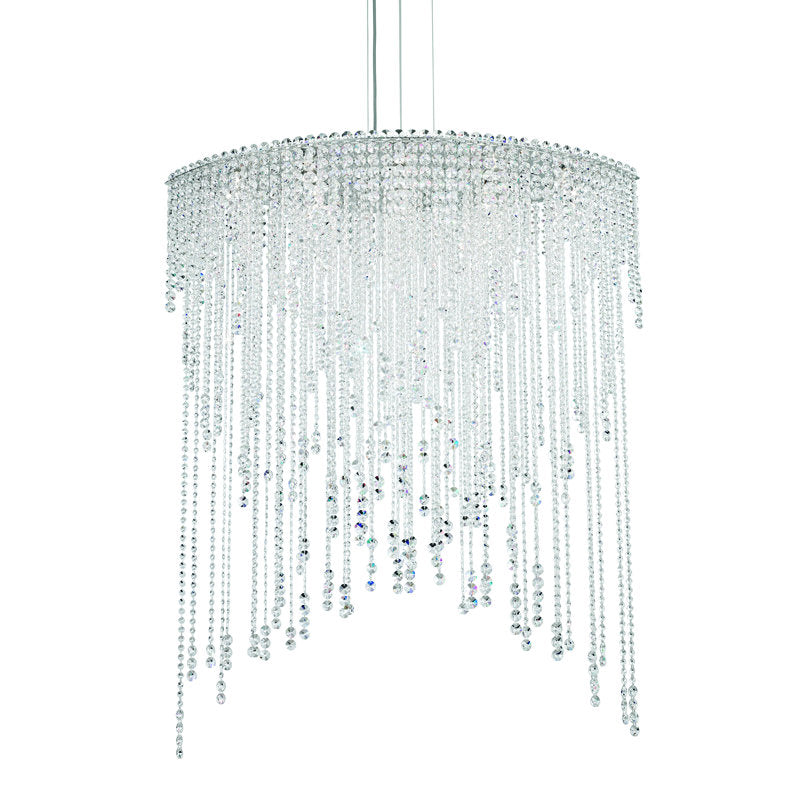 Chantant 8 Light 43in x 52in Linear Chandelier in Polished Stainless Steel with Clear Radiance Crystals