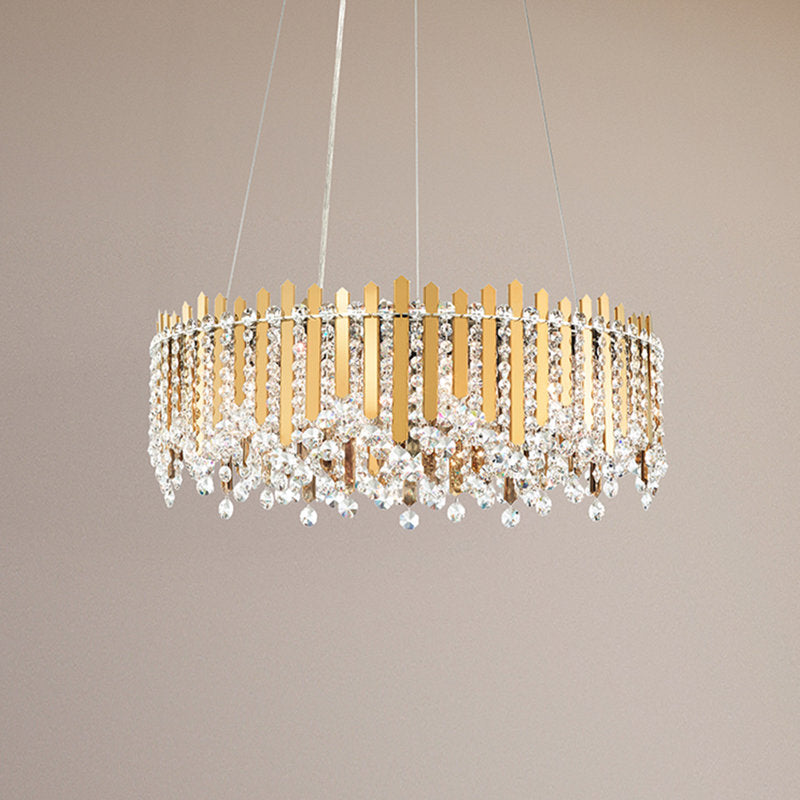 Chatter 12 Light 24in x 8.5in Round Pendant in Gold Mirror with Clear Radiance Crystals
