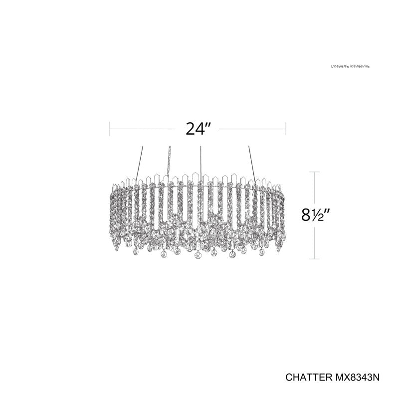 Chatter 12 Light 24in x 8.5in Round Pendant in Gold Mirror with Clear Radiance Crystals