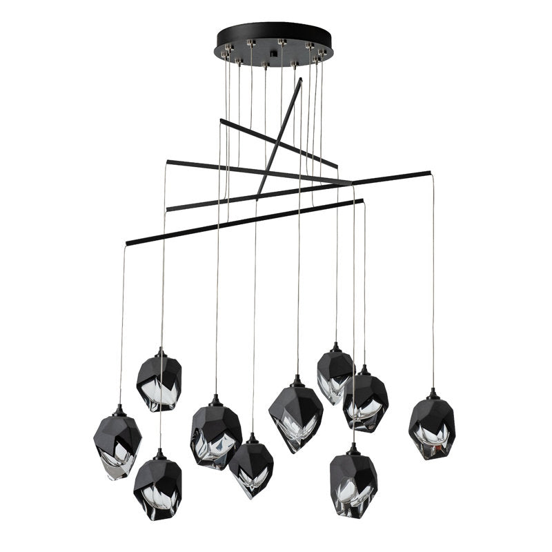 Chrysalis 10-Light Small Crystal Mobile Pendant - White - Black Crystal - Long Overall Height