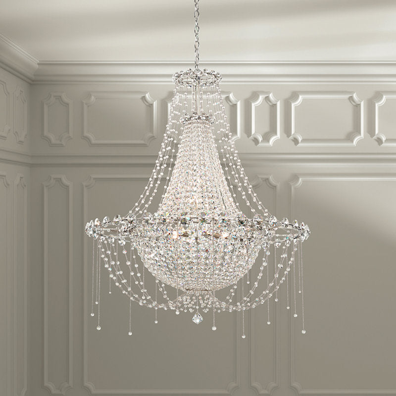 Chrysalita 8 Light 33in x 35in Chandelier in Polished Stainless Steel with Clear Radiance Crystals