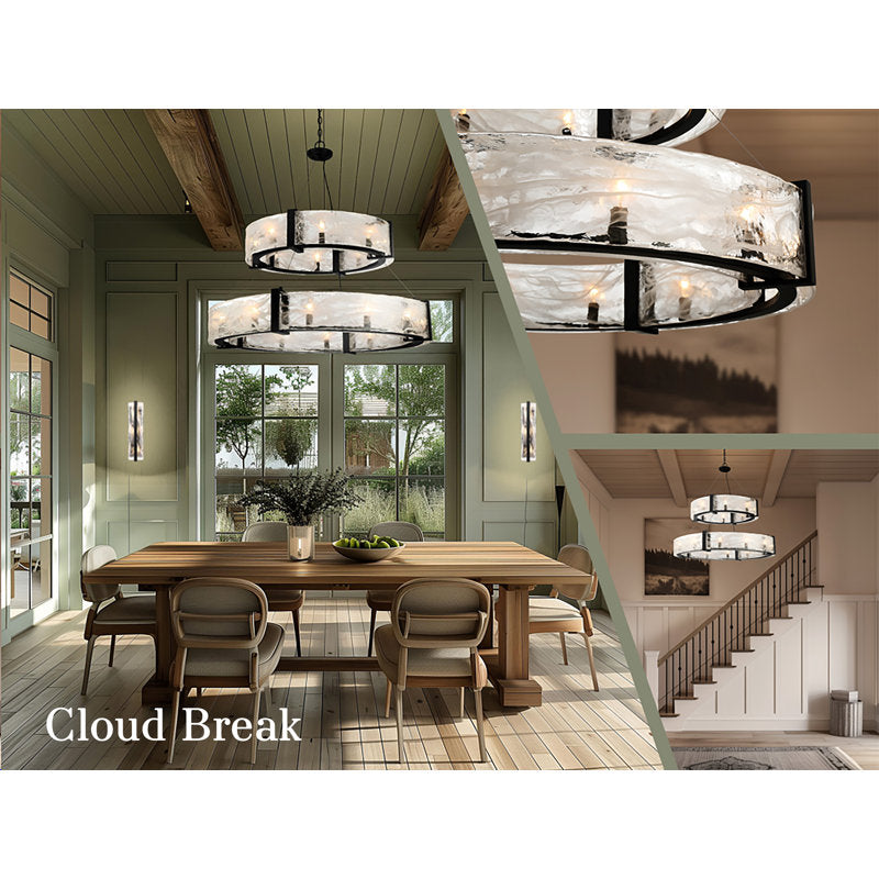 Cloud Break 20 - Light Steel Chandelier