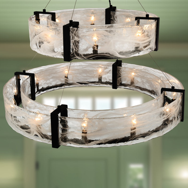 Cloud Break 20 - Light Steel Chandelier