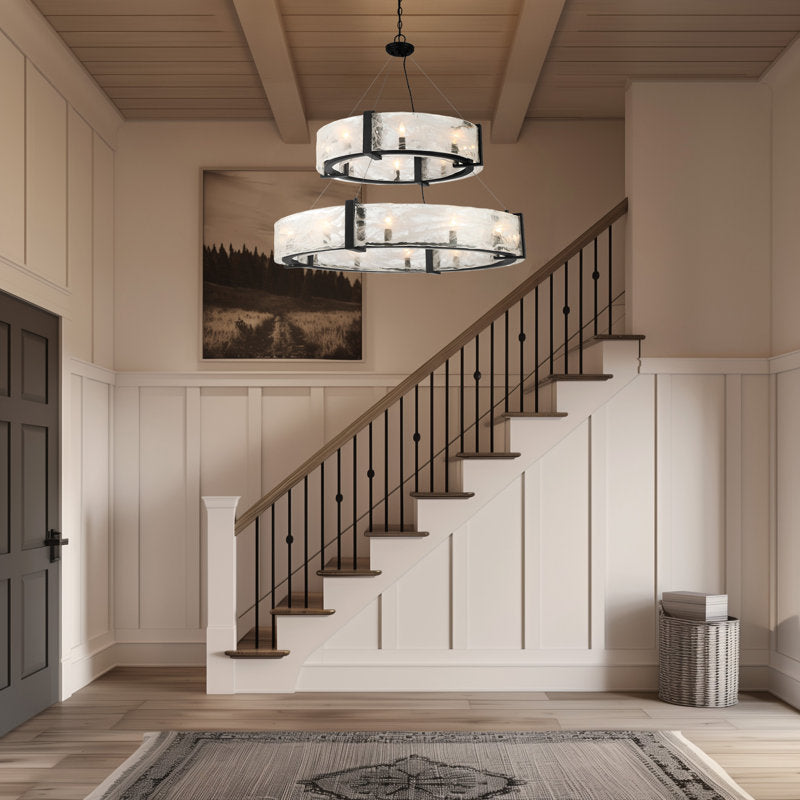 Cloud Break 20 - Light Steel Chandelier