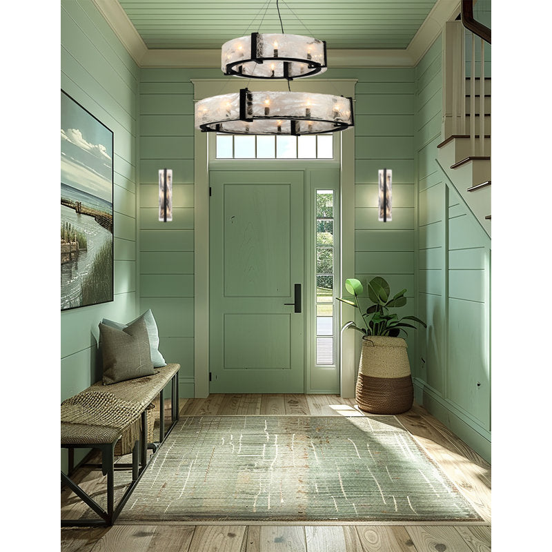 Cloud Break 20 - Light Steel Chandelier