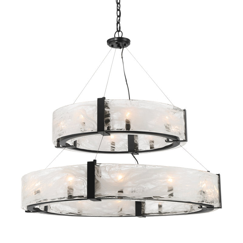 Cloud Break 20 - Light Steel Chandelier