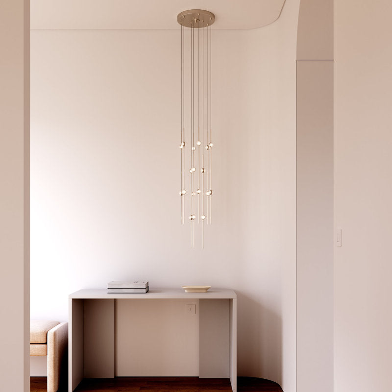 Constellation - Aries 12" Round LED Pendant - Espresso Black Fixture - Clear Faceted Acrylic Shade - 2700K - 120" Cable