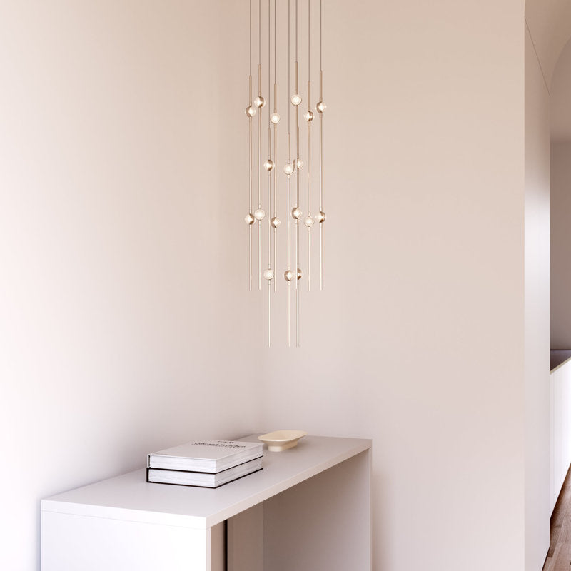 Constellation - Aries 12" Round LED Pendant - Espresso Black Fixture - Clear Faceted Acrylic Shade - 2700K - 120" Cable