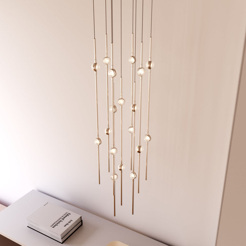 Constellation - Aries 12" Round LED Pendant - Espresso Black Fixture - Clear Faceted Acrylic Shade - 2700K - 240" Cable