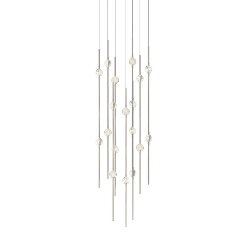 Constellation - Aries 12" Round LED Pendant - Espresso Black Fixture - Clear Faceted Acrylic Shade - 2700K - 240" Cable