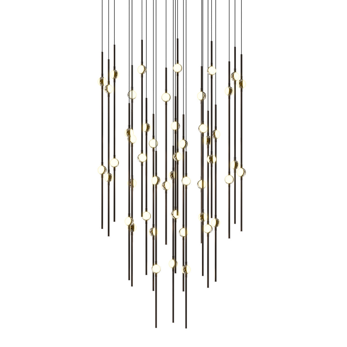 Constellation - Aries 25" Round LED Pendant - Satin Brass Fixture - Clear Faceted Acrylic Shade - 2700K - 240" Cable