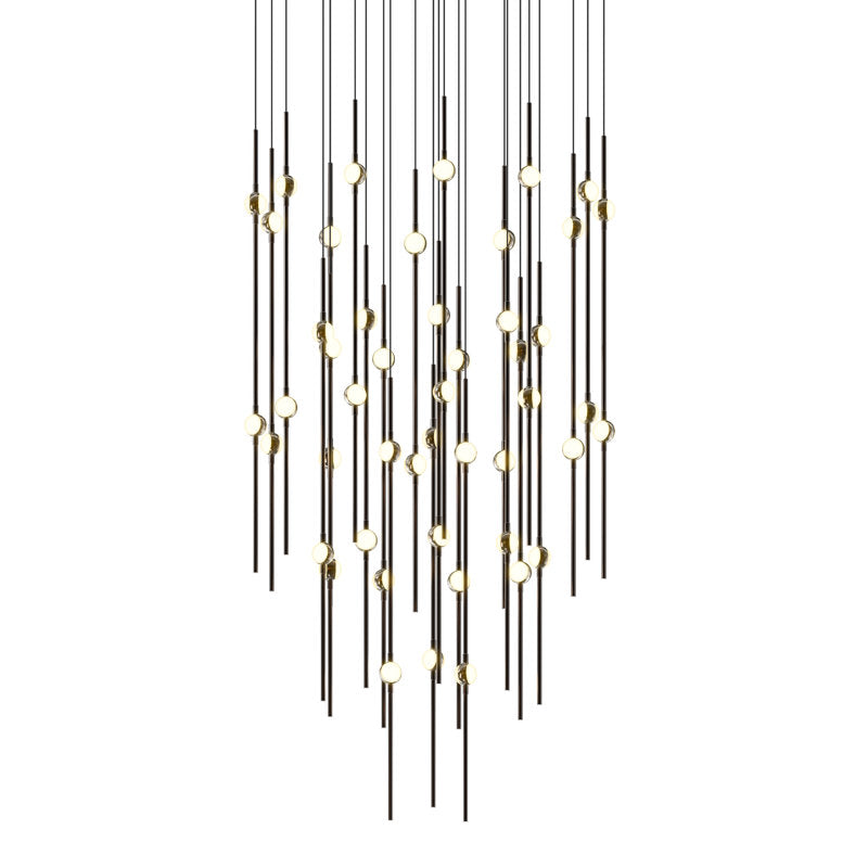 Constellation - Aries 25" Round LED Pendant - Satin Nickel Fixture - Clear Faceted Acrylic Shade - 3000K - 120" Cable