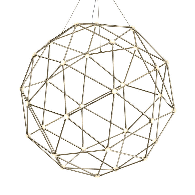Constellation - Hedron LED Chandelier - Satin Nickel - White Optical Acrylic Lens - 240" Cable