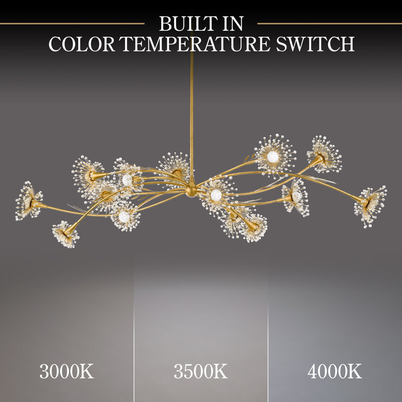 Coquette 14 Light Crystal LED Linear Pendant