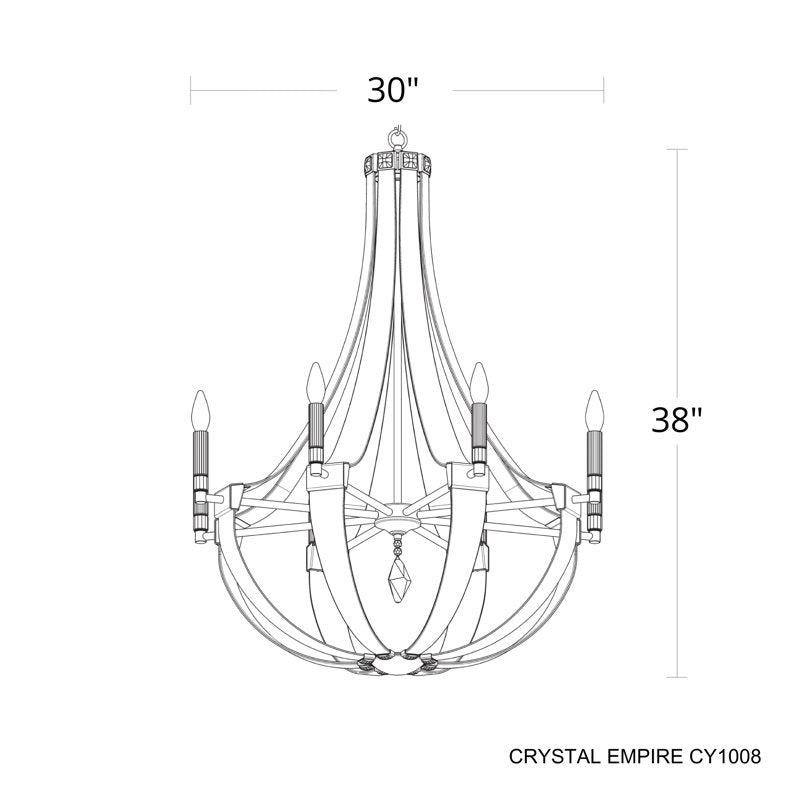 Crystal Empire 8 Light 30in x 38in Chandelier in Black with Clear Radiance Crystals