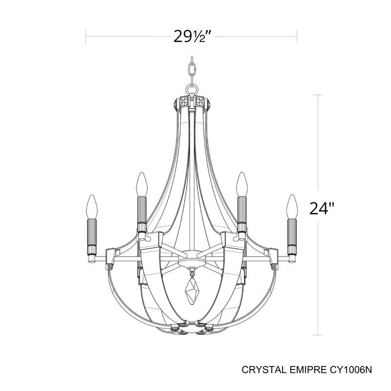 Crystal Empire 8 Light 30in x 38in Chandelier in White with Clear Radiance Crystals