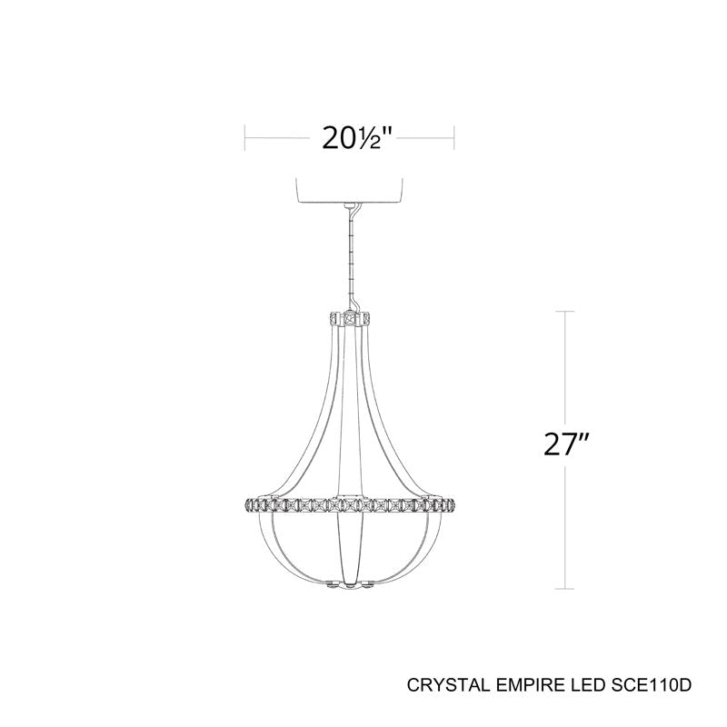 Crystal Empire LED 12 Light 20.5in x 27in Chandelier in White Pass with Clear Radiance Crystals