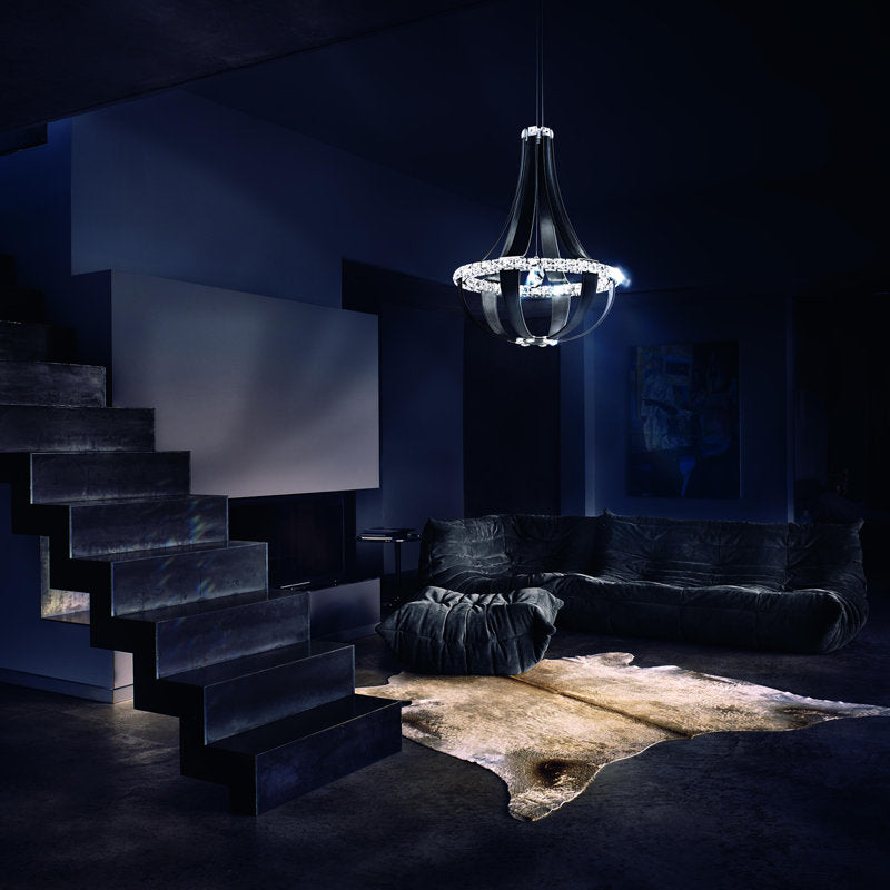 Crystal Empire LED 12 Light 20.5in x 27in Chandelier in White Pass with Clear Radiance Crystals