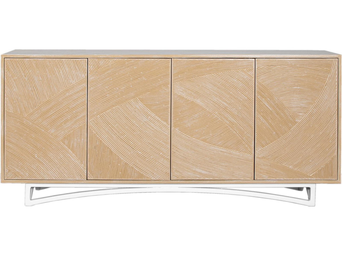 Swirl Rattan Console Table with Storage