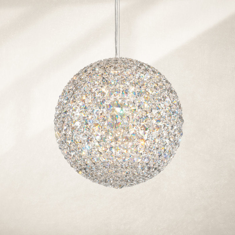 Da Vinci 12 Light 12in x 12in Pendant in Polished Stainless Steel with Clear Optic Crystals