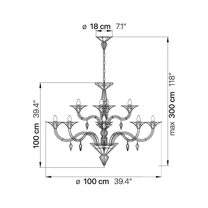 Dedalo 12 - Light Chandelier