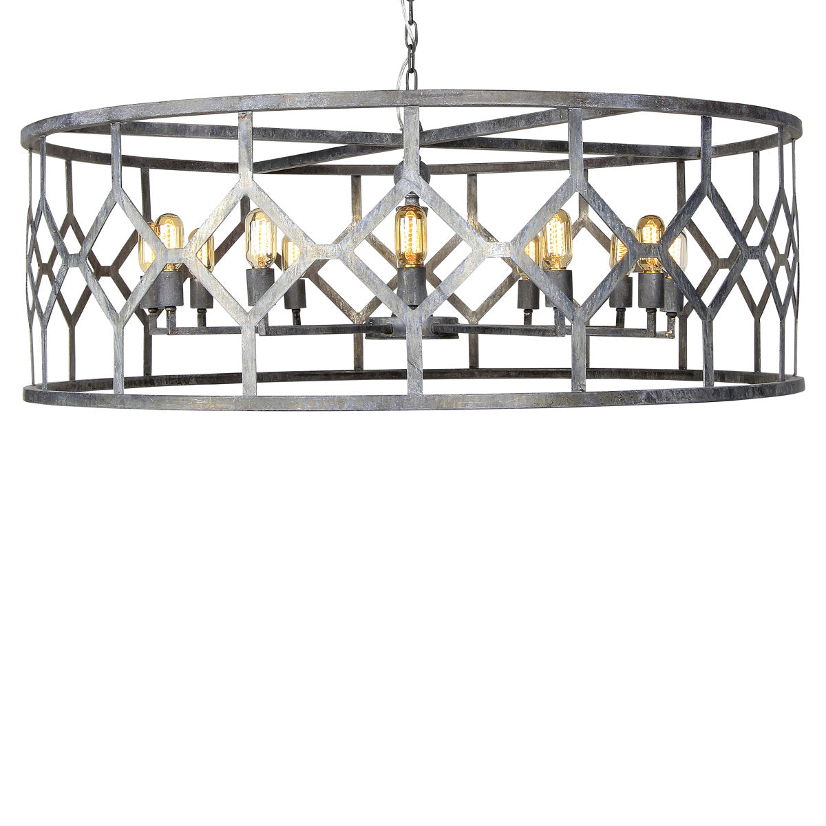 Diamond 10 - Light Lantern Drum Chandelier