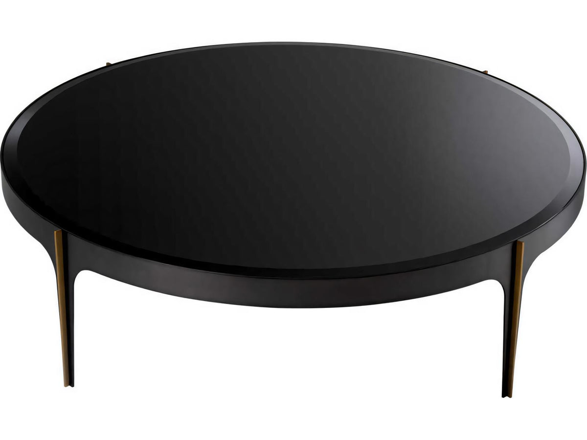 Artemisa L Round Coffee Table in Bronze with Black Beveled Glass